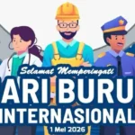 Poster Hari Buruh yang diperingati setiap tanggal 1 Mei