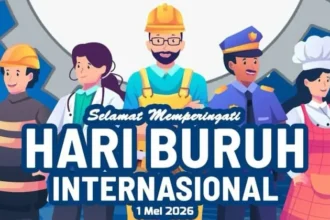 Poster Hari Buruh yang diperingati setiap tanggal 1 Mei