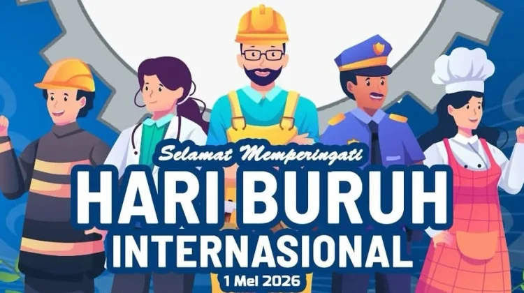 Poster Hari Buruh yang diperingati setiap tanggal 1 Mei